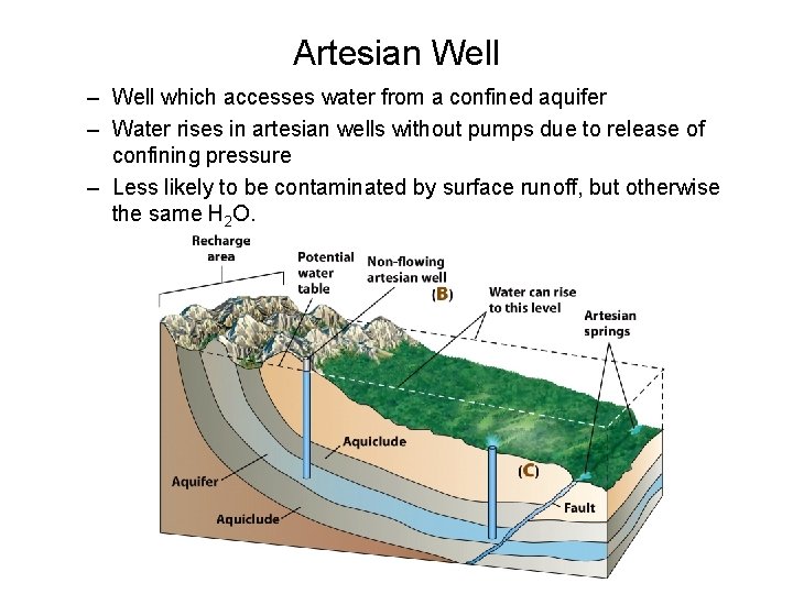 Artesian Well – Well which accesses water from a confined aquifer – Water rises