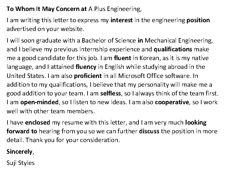 To Whom It May Concern at A Plus Engineering, I am writing this letter