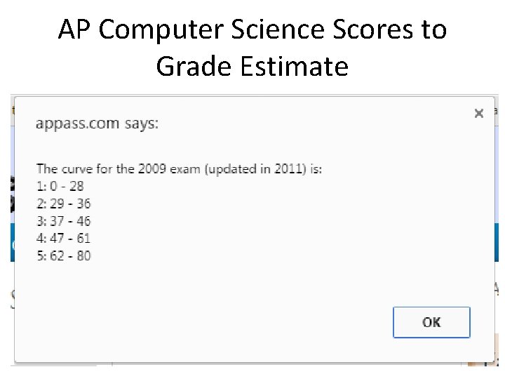 AP Computer Science Scores to Grade Estimate 