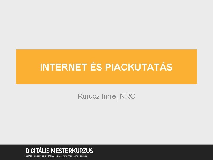 INTERNET ÉS PIACKUTATÁS Kurucz Imre, NRC 