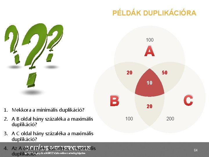 PÉLDÁK DUPLIKÁCIÓRA 100 A 20 50 10 1. Mekkora a minimális duplikáció? 2. A