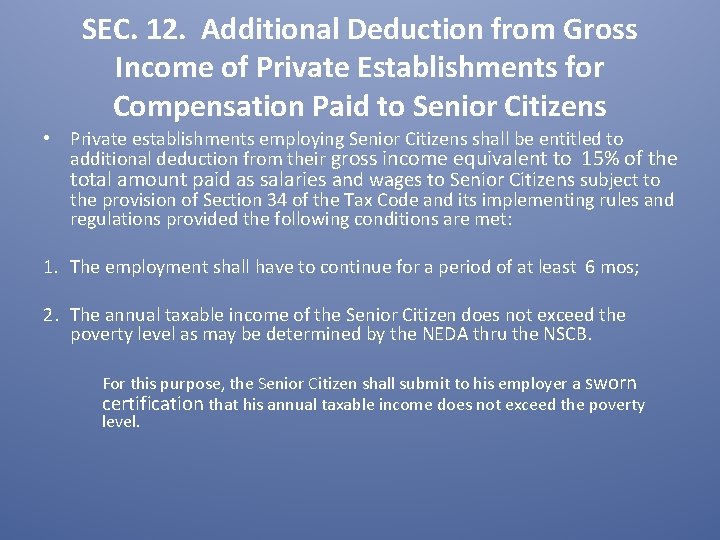 SEC. 12. Additional Deduction from Gross Income of Private Establishments for Compensation Paid to