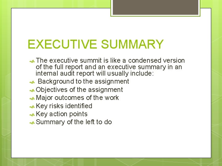 EXECUTIVE SUMMARY The executive summit is like a condensed version of the full report