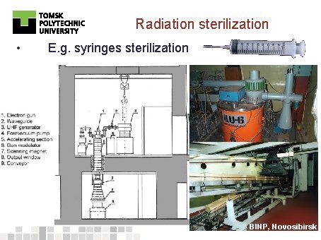 Radiation sterilization • E. g. syringes sterilization 4 BINP, Novosibirsk 