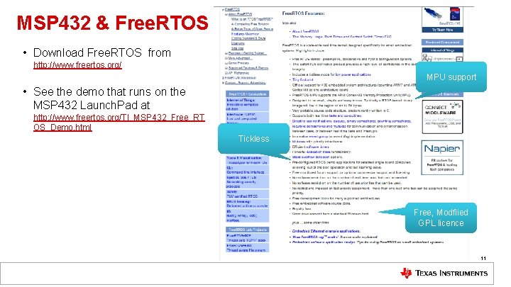MSP 432 & Free. RTOS • Download Free. RTOS from http: //www. freertos. org/