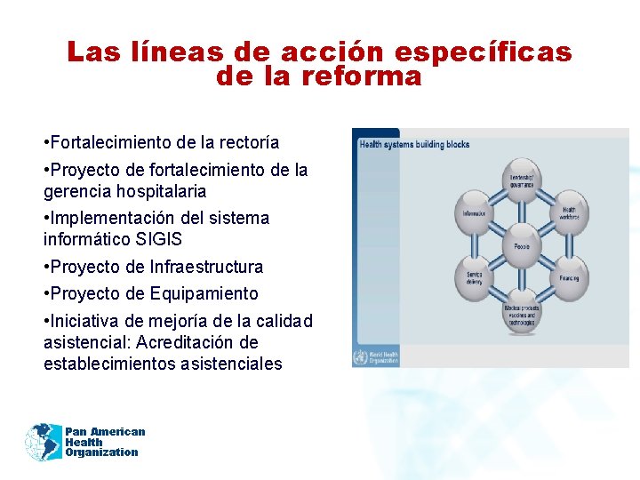 Las líneas de acción específicas de la reforma • Fortalecimiento de la rectoría •