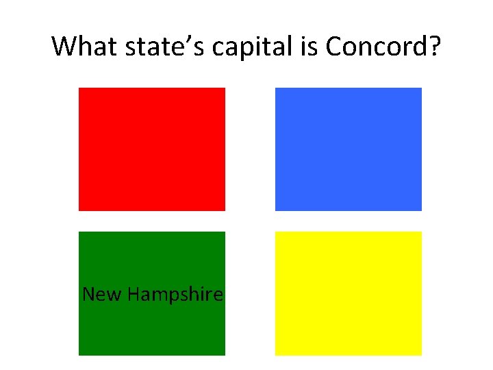 What state’s capital is Concord? New Hampshire What state’s capital is Concord? New Hampshire
