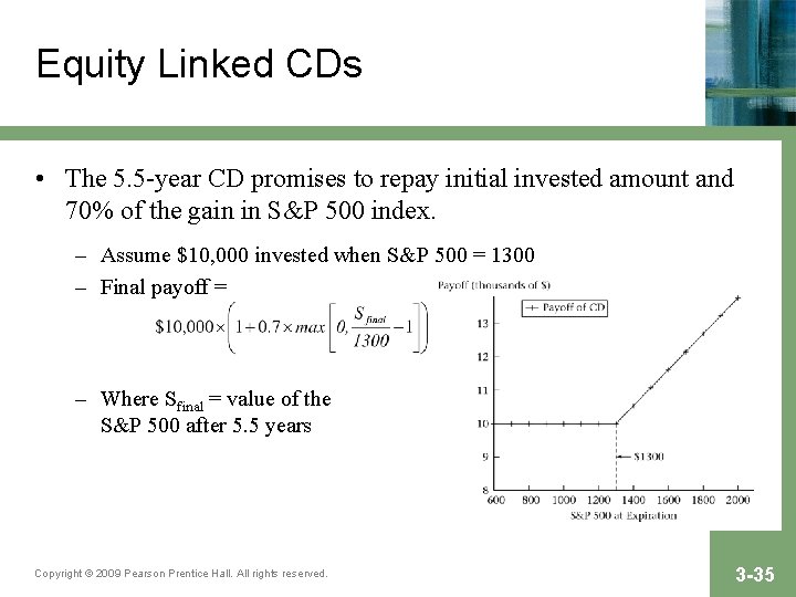 Equity Linked CDs • The 5. 5 -year CD promises to repay initial invested