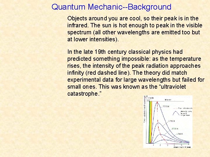Quantum Mechanic--Background Objects around you are cool, so their peak is in the infrared.