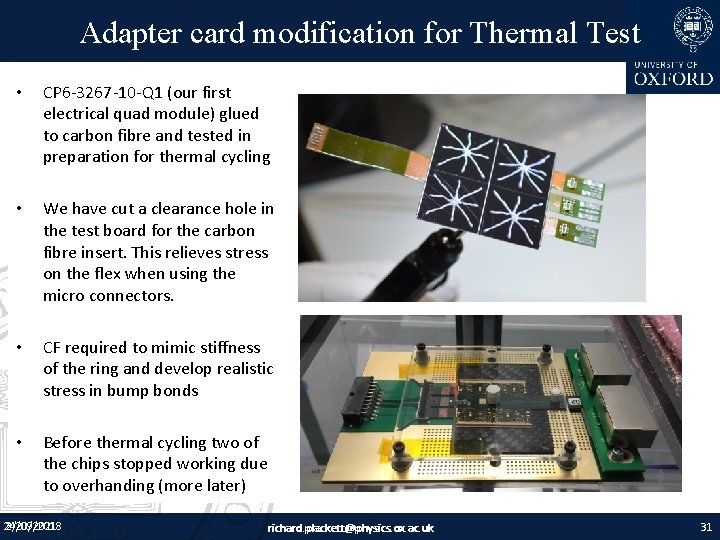 Adapter card modification for Thermal Test • CP 6 -3267 -10 -Q 1 (our