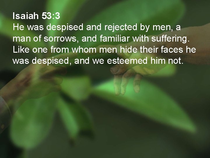 Isaiah 53: 3 He was despised and rejected by men, a man of sorrows,