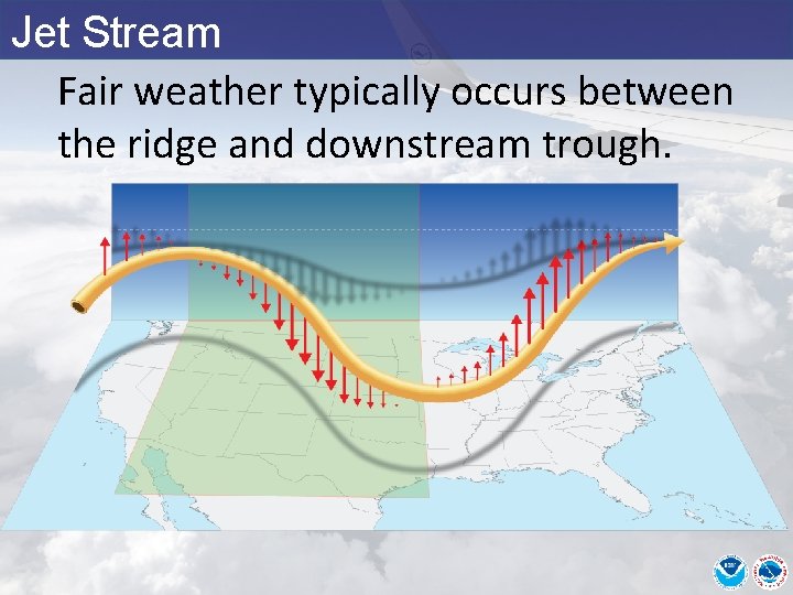 Jet Stream Fair weather typically occurs between the ridge and downstream trough. 