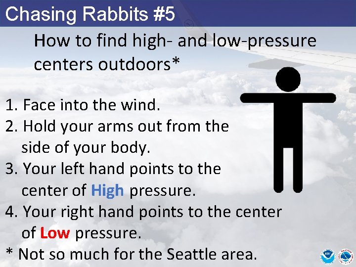 Chasing Rabbits #5 How to find high- and low-pressure centers outdoors* 1. Face into