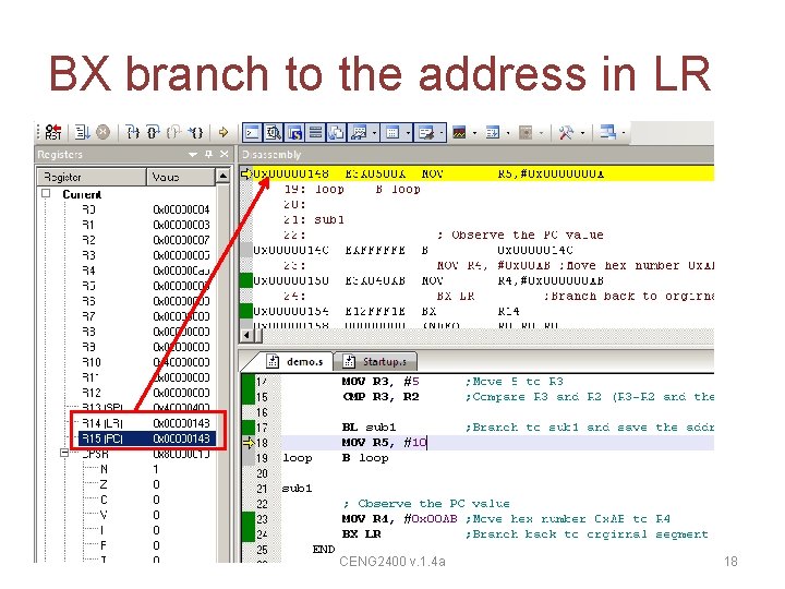 BX branch to the address in LR CENG 2400 v. 1. 4 a 18