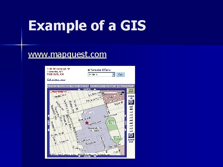 Example of a GIS www. mapquest. com 