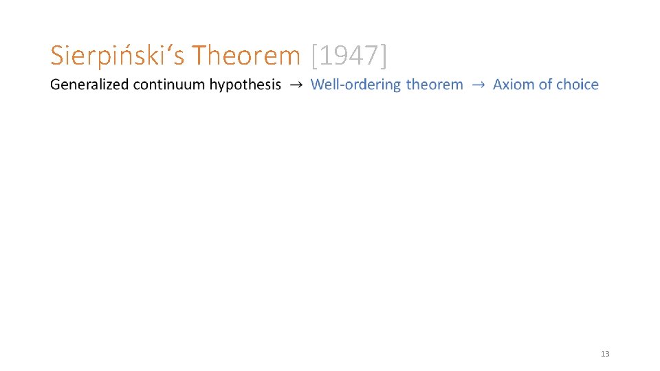 Sierpiński‘s Theorem [1947] 13 