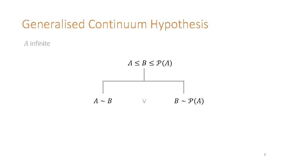 Generalised Continuum Hypothesis 6 