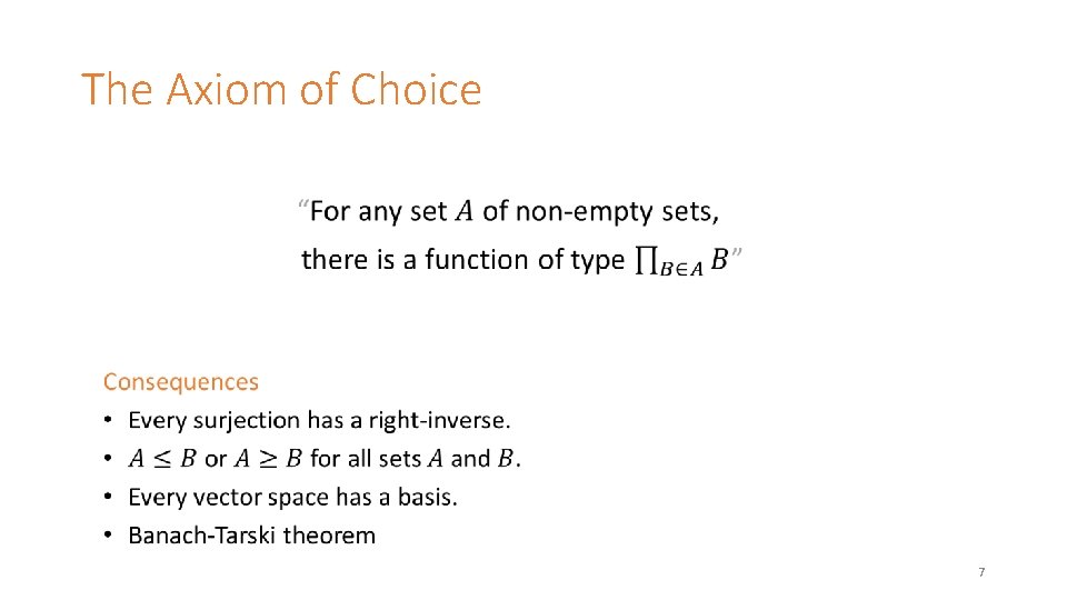 The Axiom of Choice 7 