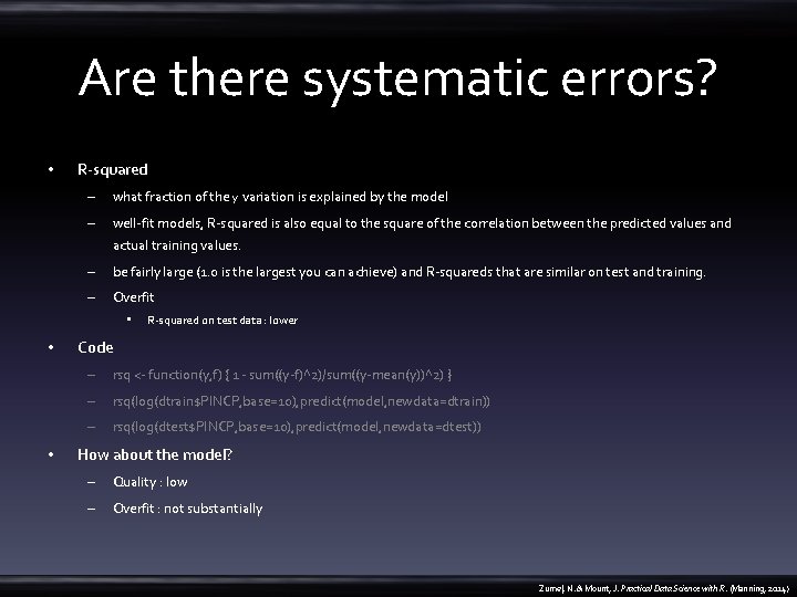 Are there systematic errors? • R-squared – what fraction of the y variation is