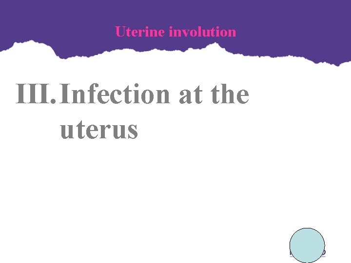 Uterine involution III. Infection at the uterus Uterine involution III. Infection at the uterus