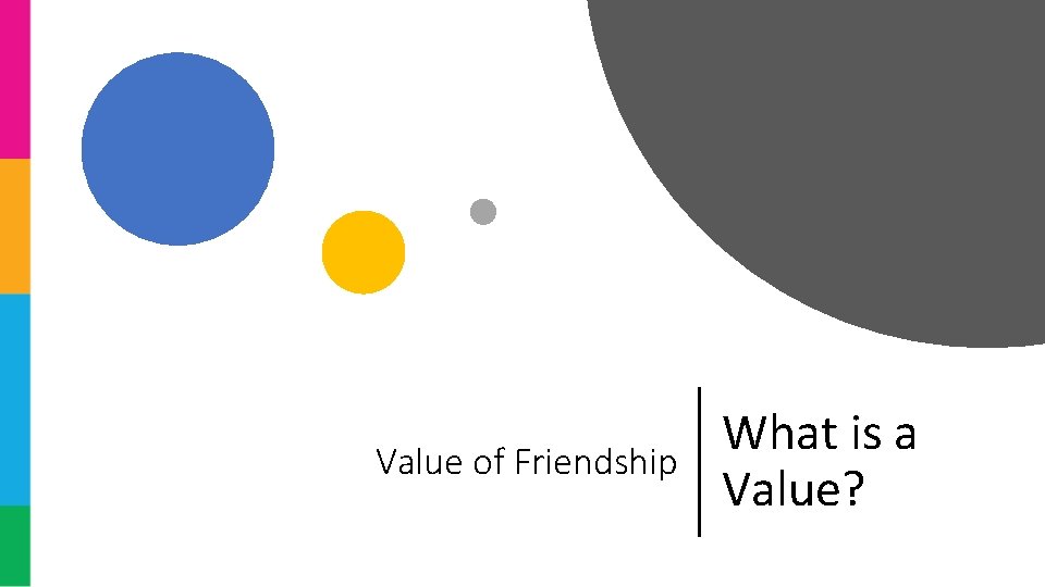 Value of Friendship What is a Value? Value of Friendship What is a Value?