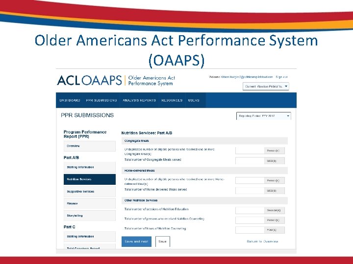 Older Americans Act Performance System (OAAPS) Older Americans Act Performance System (OAAPS)