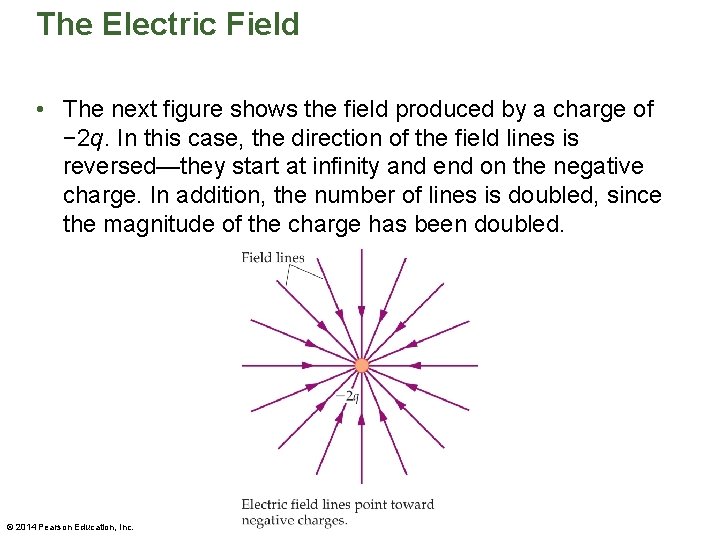 The Electric Field • The next figure shows the field produced by a charge