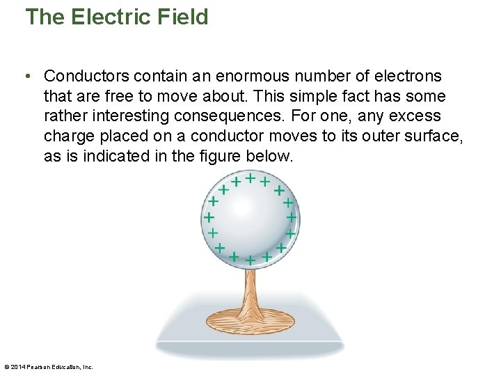 The Electric Field • Conductors contain an enormous number of electrons that are free