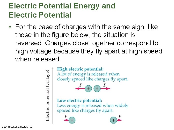 Electric Potential Energy and Electric Potential • For the case of charges with the