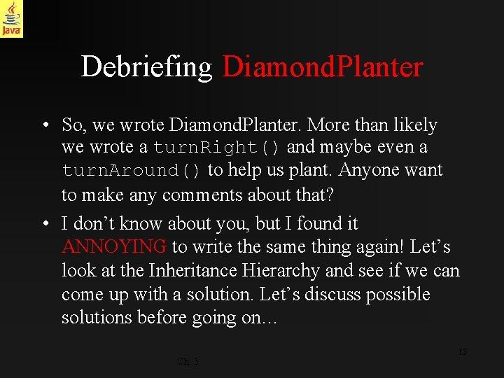 Debriefing Diamond. Planter • So, we wrote Diamond. Planter. More than likely we wrote