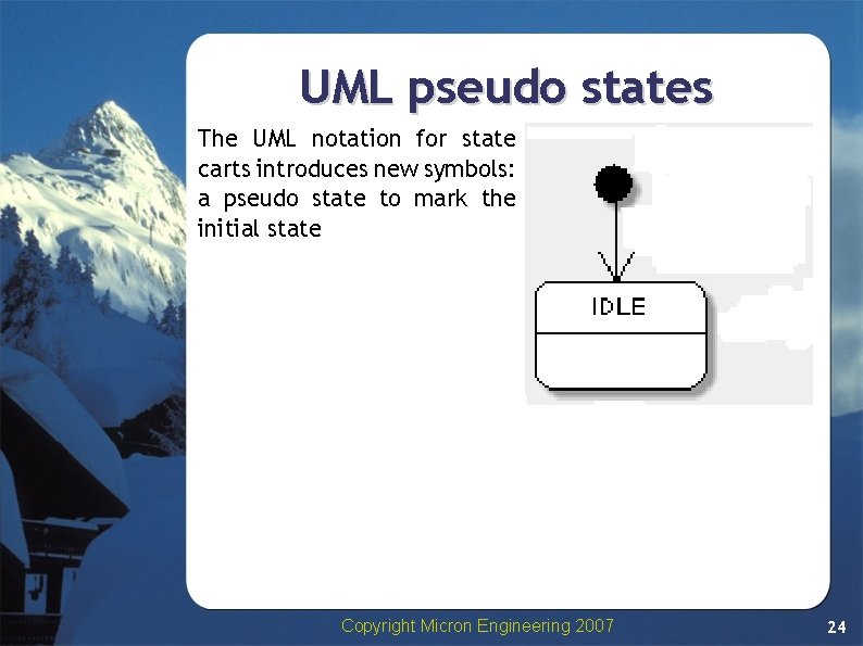 UML pseudo states The UML notation for state carts introduces new symbols: a pseudo UML pseudo states The UML notation for state carts introduces new symbols: a pseudo