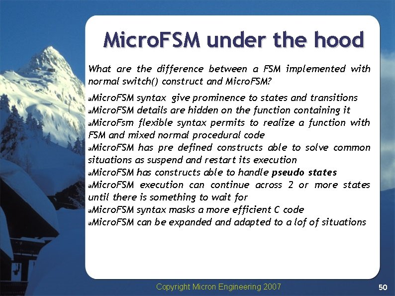 Micro. FSM under the hood What are the difference between a FSM implemented with Micro. FSM under the hood What are the difference between a FSM implemented with