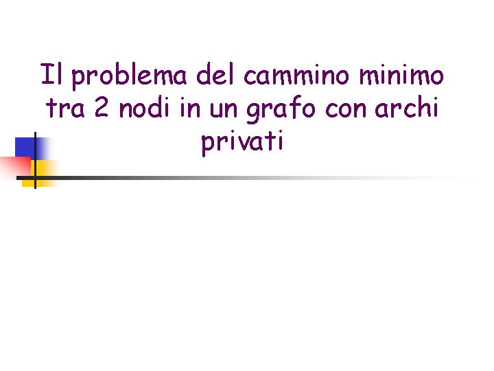 Il problema del cammino minimo tra 2 nodi in un grafo con archi privati