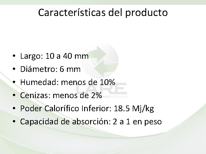 Características del producto • • • Largo: 10 a 40 mm Diámetro: 6 mm