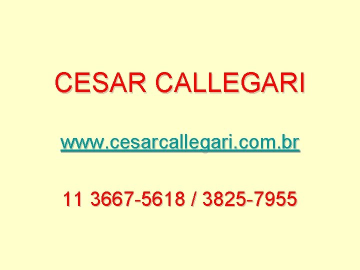 CESAR CALLEGARI www. cesarcallegari. com. br 11 3667 -5618 / 3825 -7955 