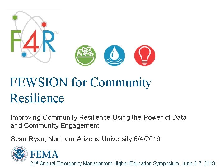 FEWSION for Community Resilience Improving Community Resilience Using the Power of Data and Community