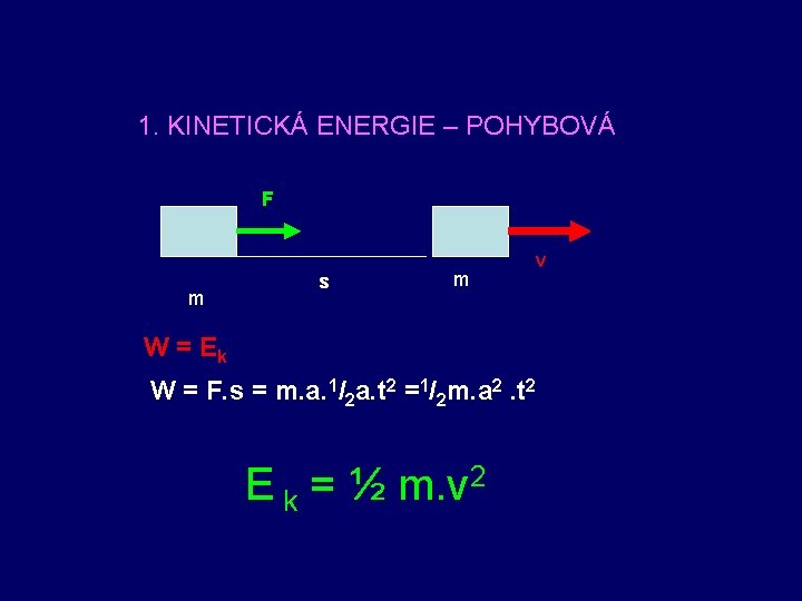 1. KINETICKÁ ENERGIE – POHYBOVÁ F m s m v W = Ek W