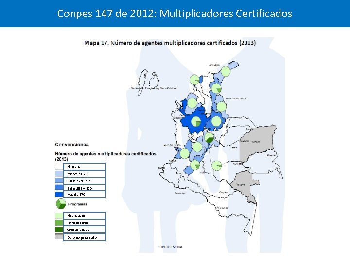 Conpes 147 de 2012: Multiplicadores Certificados Ninguno Menos de 71 Entre 72 y 152