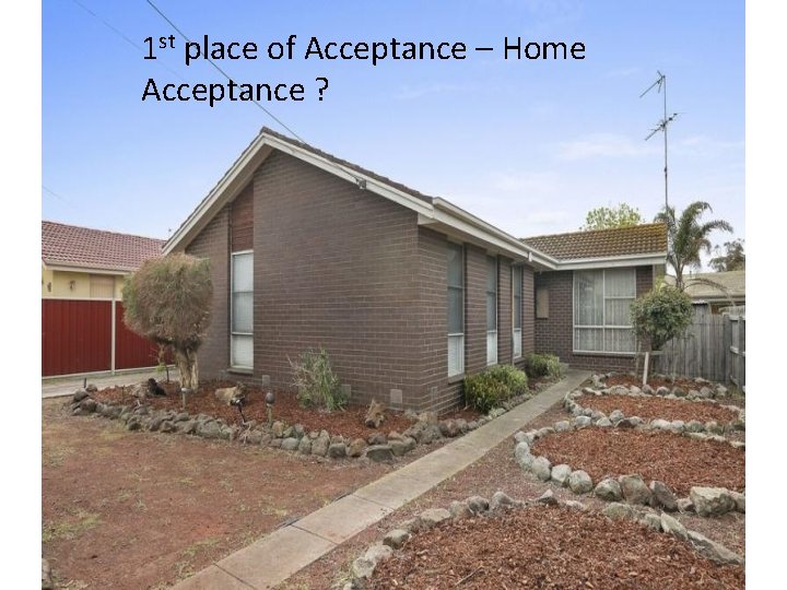 1 st place of Acceptance – Home Acceptance ? 