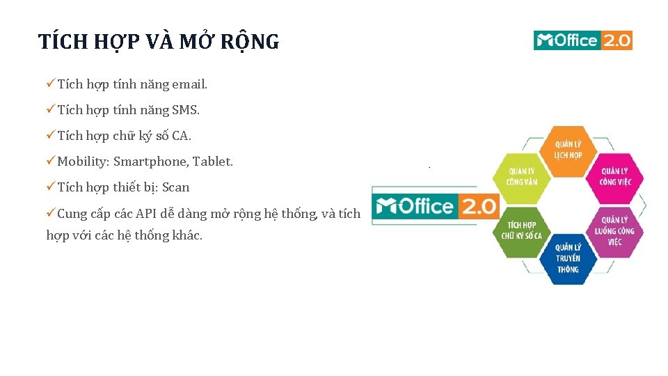 TÍCH HỢP VÀ MỞ RỘNG üTích hợp tính năng email. üTích hợp tính năng