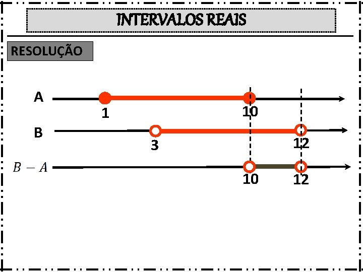 INTERVALOS REAIS RESOLUÇÃO A B 10 1 12 3 10 12 