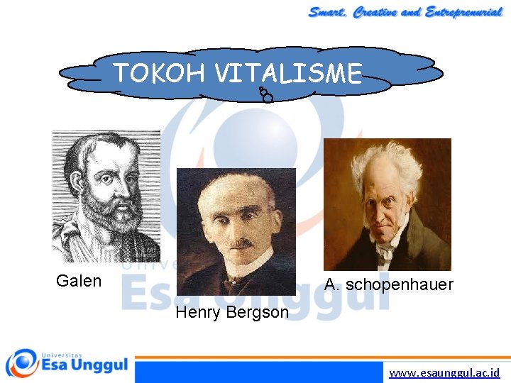 TOKOH VITALISME Galen A. schopenhauer Henry Bergson www. esaunggul. ac. id 