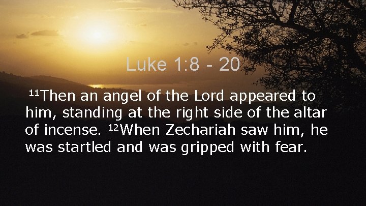 Luke 1: 8‐ 20 11 Then an angel of the Lord appeared to him,