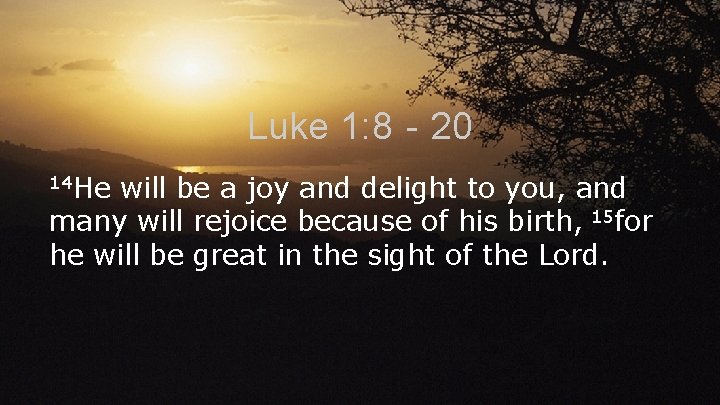 Luke 1: 8‐ 20 14 He will be a joy and delight to you,