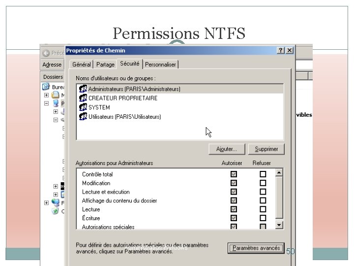 Permissions NTFS Administration Windows 50 