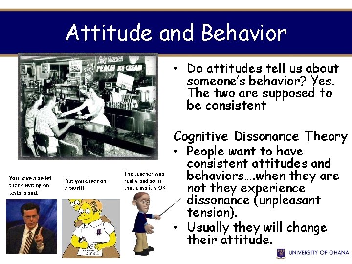 Attitude and Behavior • Do attitudes tell us about someone’s behavior? Yes. The two