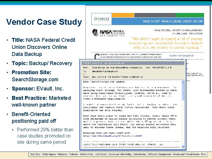 Vendor Case Study • Title: NASA Federal Credit Union Discovers Online Data Backup •