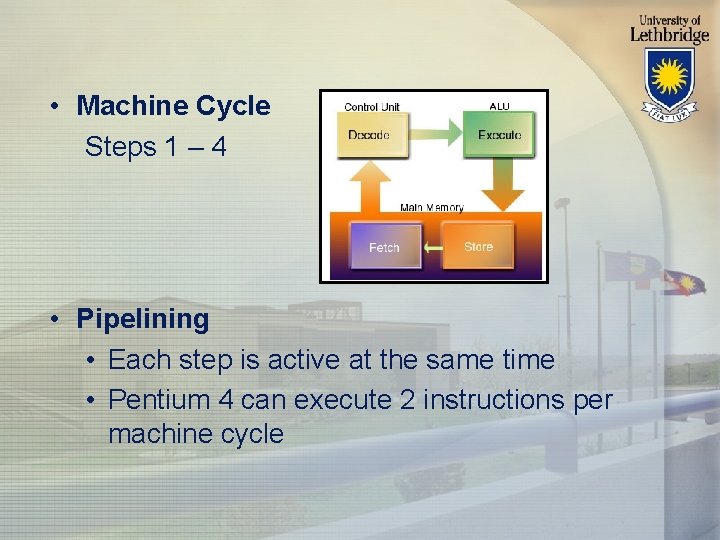  • Machine Cycle Steps 1 – 4 • Pipelining • Each step is