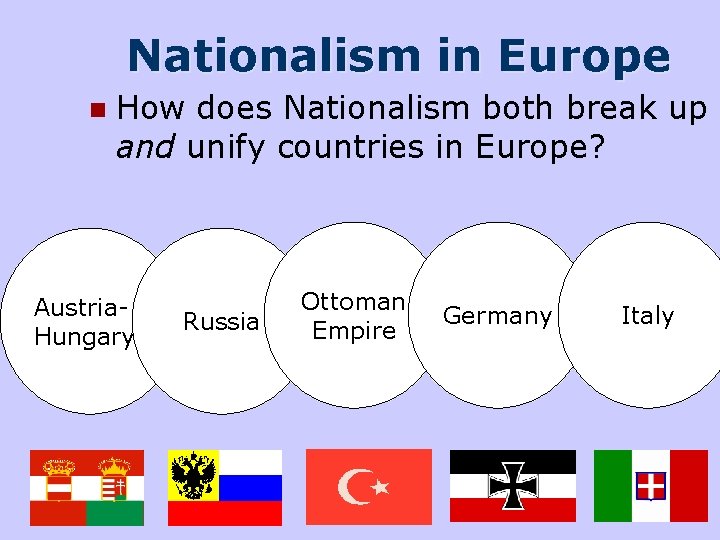 Nationalism in Europe n How does Nationalism both break up and unify countries in