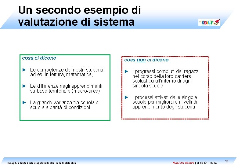 Un secondo esempio di valutazione di sistema cosa ci dicono cosa non ci dicono